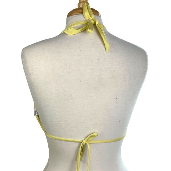 Mossimo Pastel Yellow Crochet Knit Bikini Top Triangle Top Swimsuit Size L - Picture 4 of 9